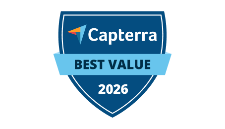 Badge Capterra Best Value nella categoria Customer Support 2026