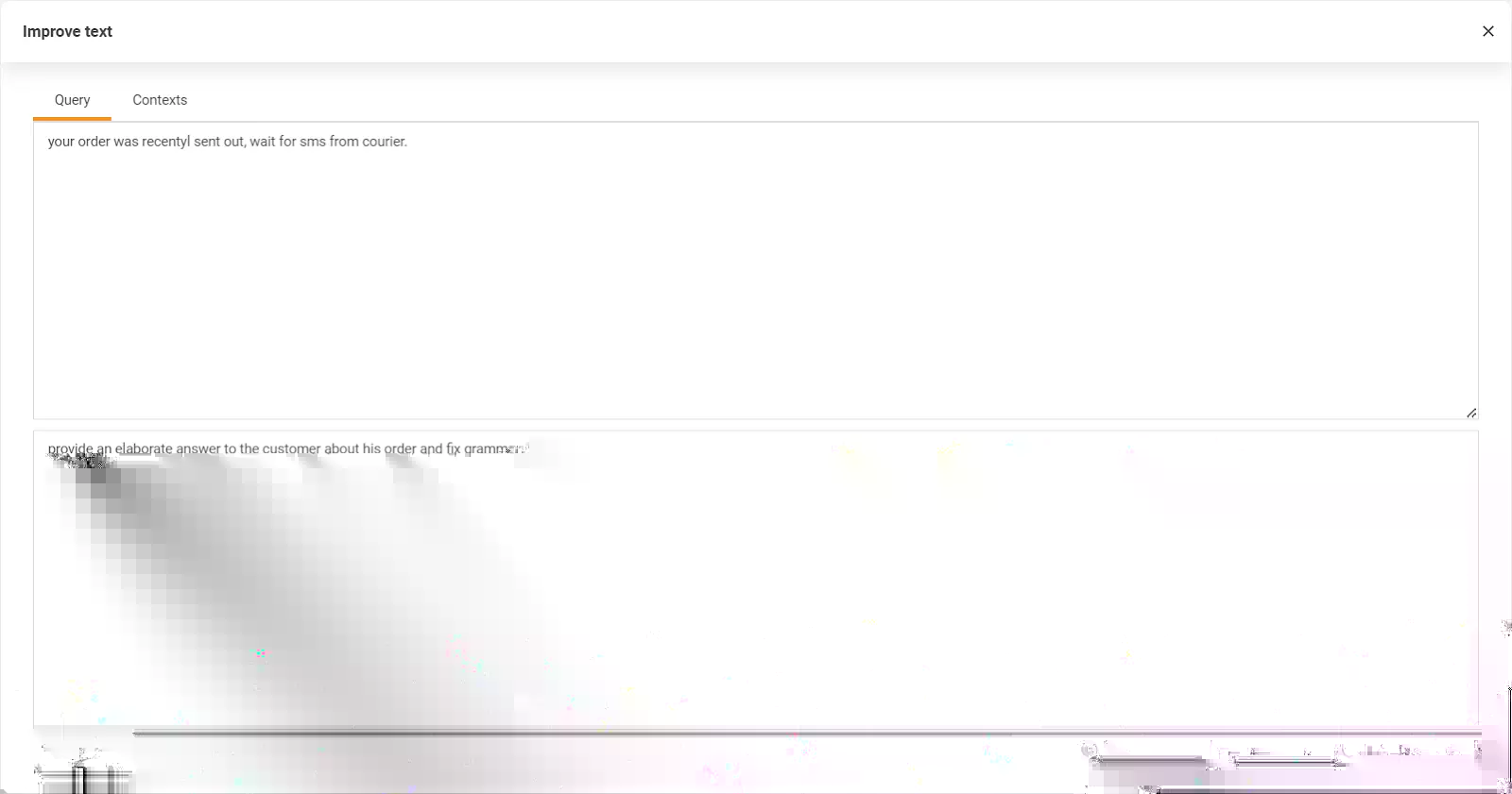 Immagine che mostra la funzione Migliora testo di LiveAgent
