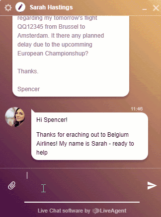 Esempio di supporto live chat