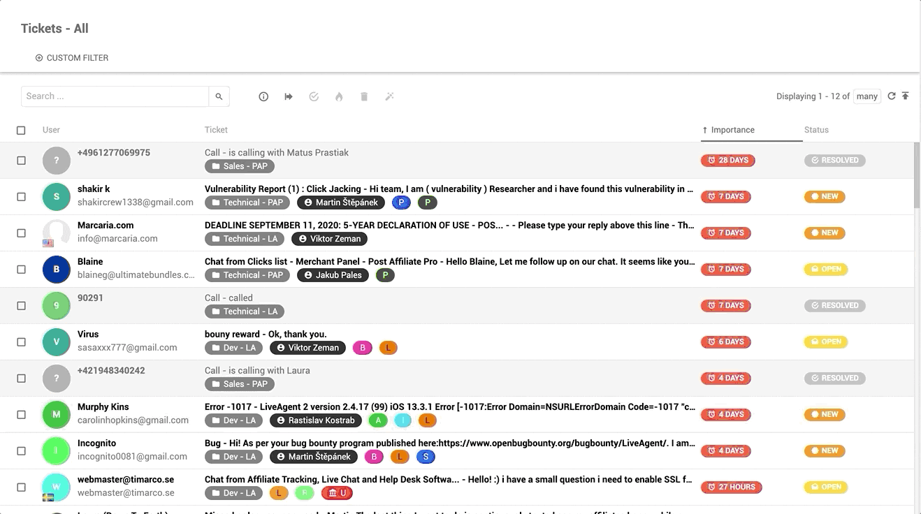 Esempio di inbox universale