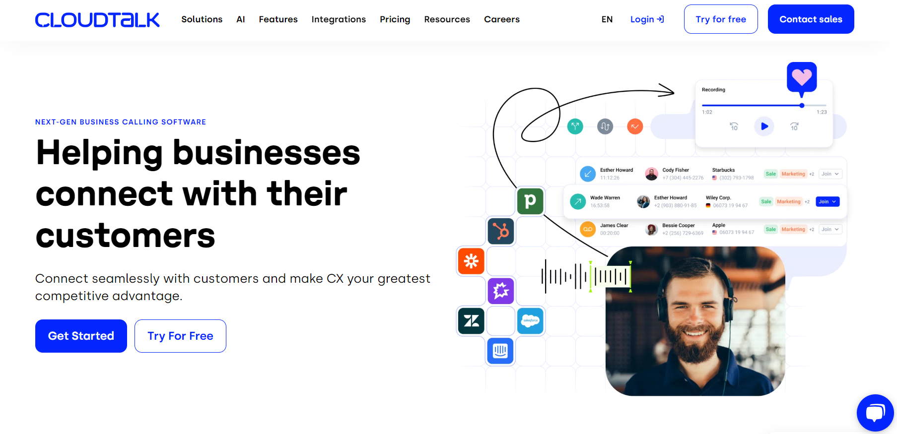 Homepage Software Call Center CloudTalk