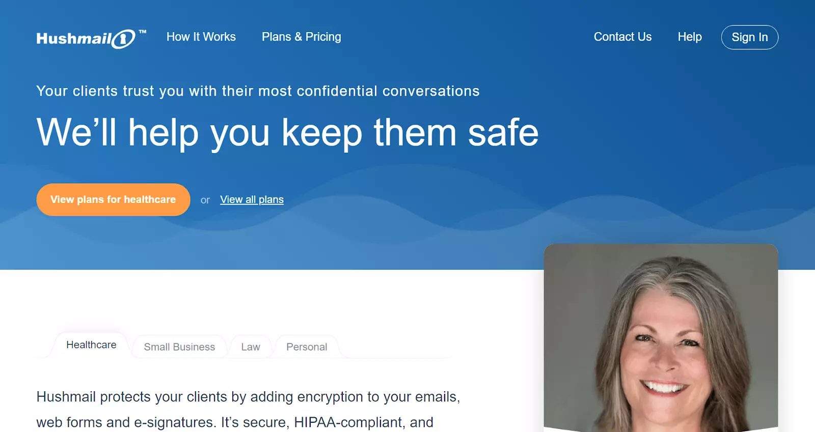 Homepage di Hushmail