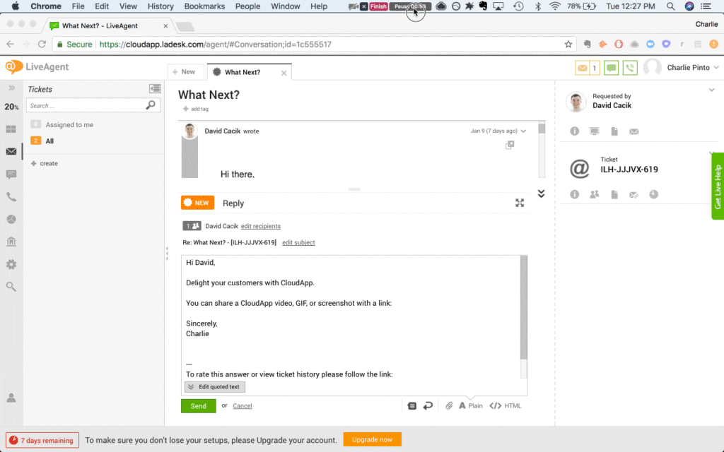 Integrazione drag and drop CloudApp