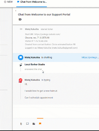Funzione di visualizzazione della digitazione in tempo reale