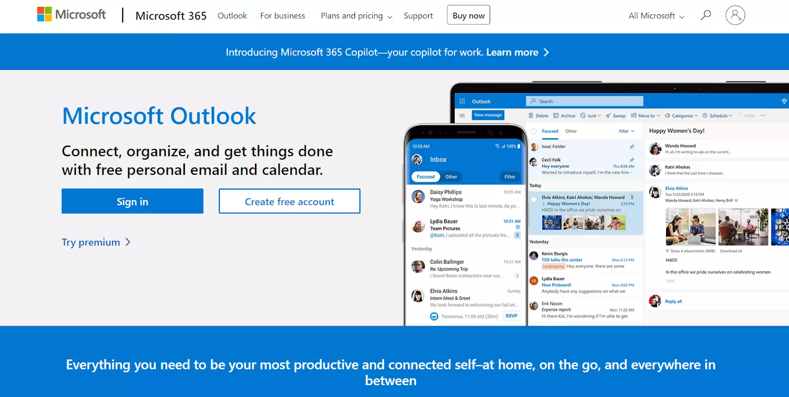 Homepage di Microsoft Outlook