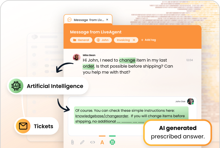 Funzionalità AI Answer Composer di LiveAgent