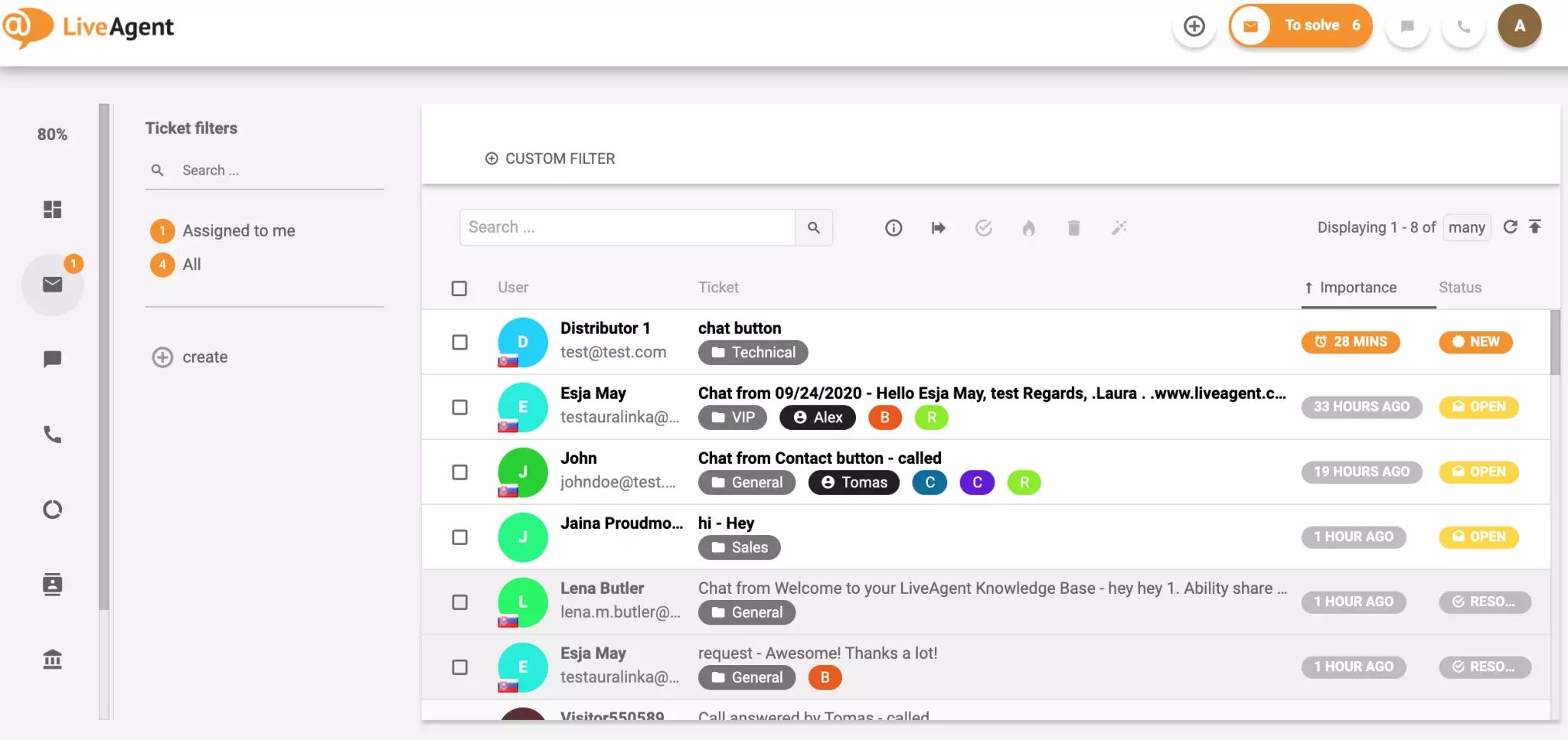 Sistema di ticketing in LiveAgent