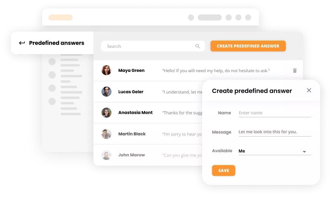 Mockup risposte predefinite