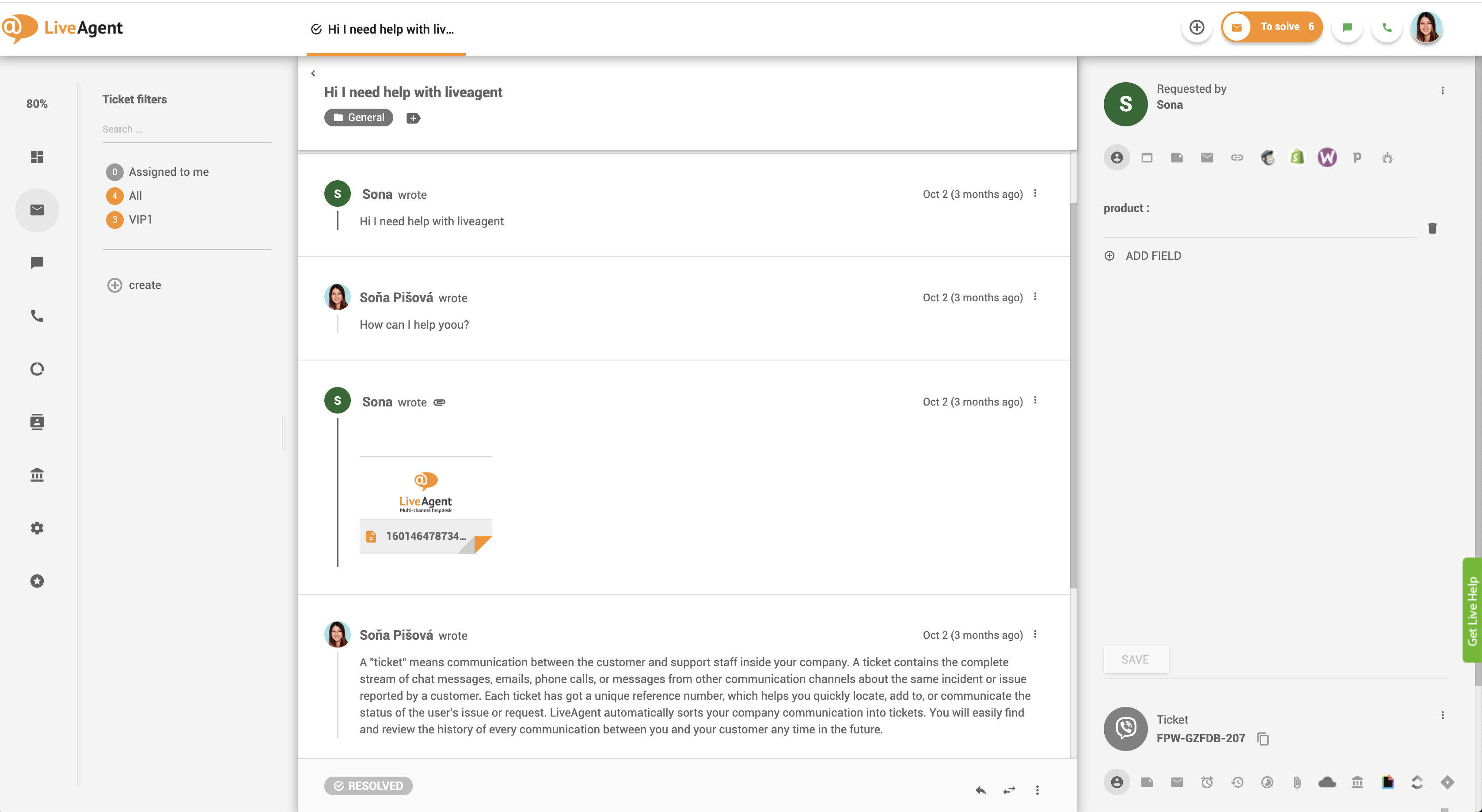 Messaggi Viber nella dashboard di LiveAgent