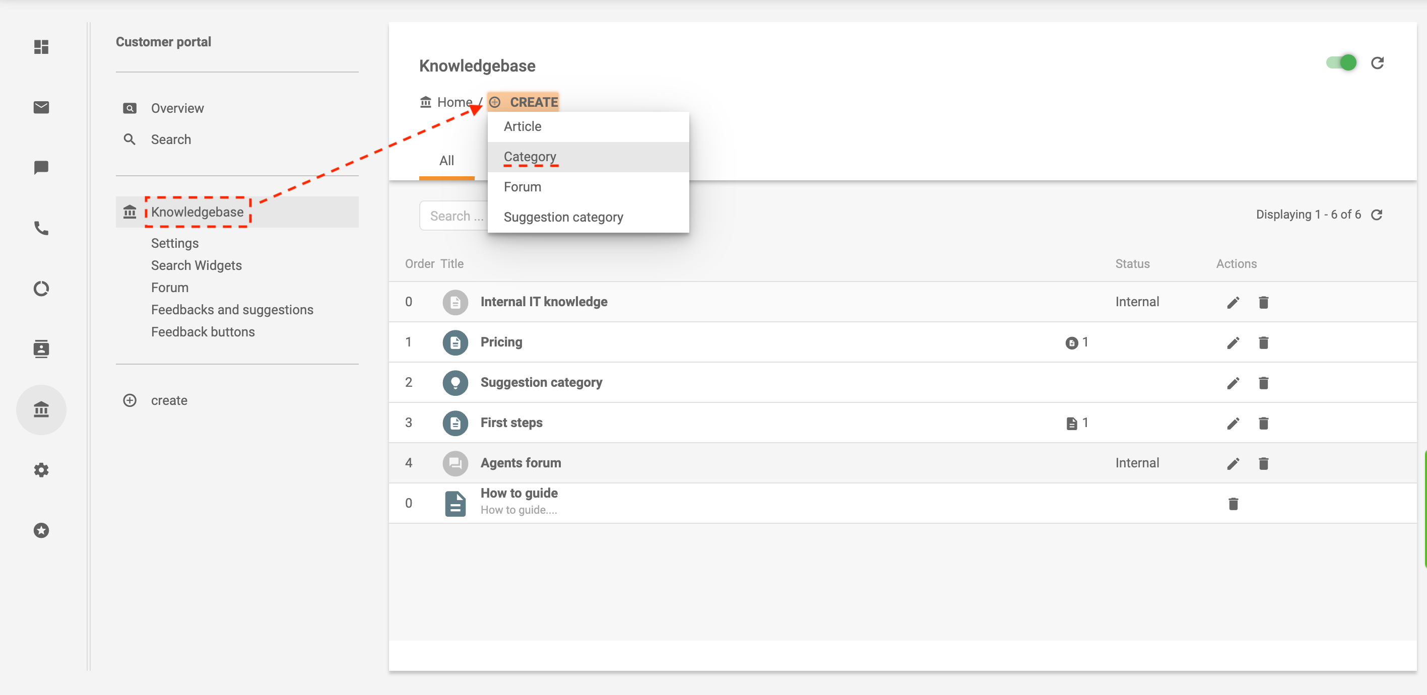 Crea categoria in LiveAgent