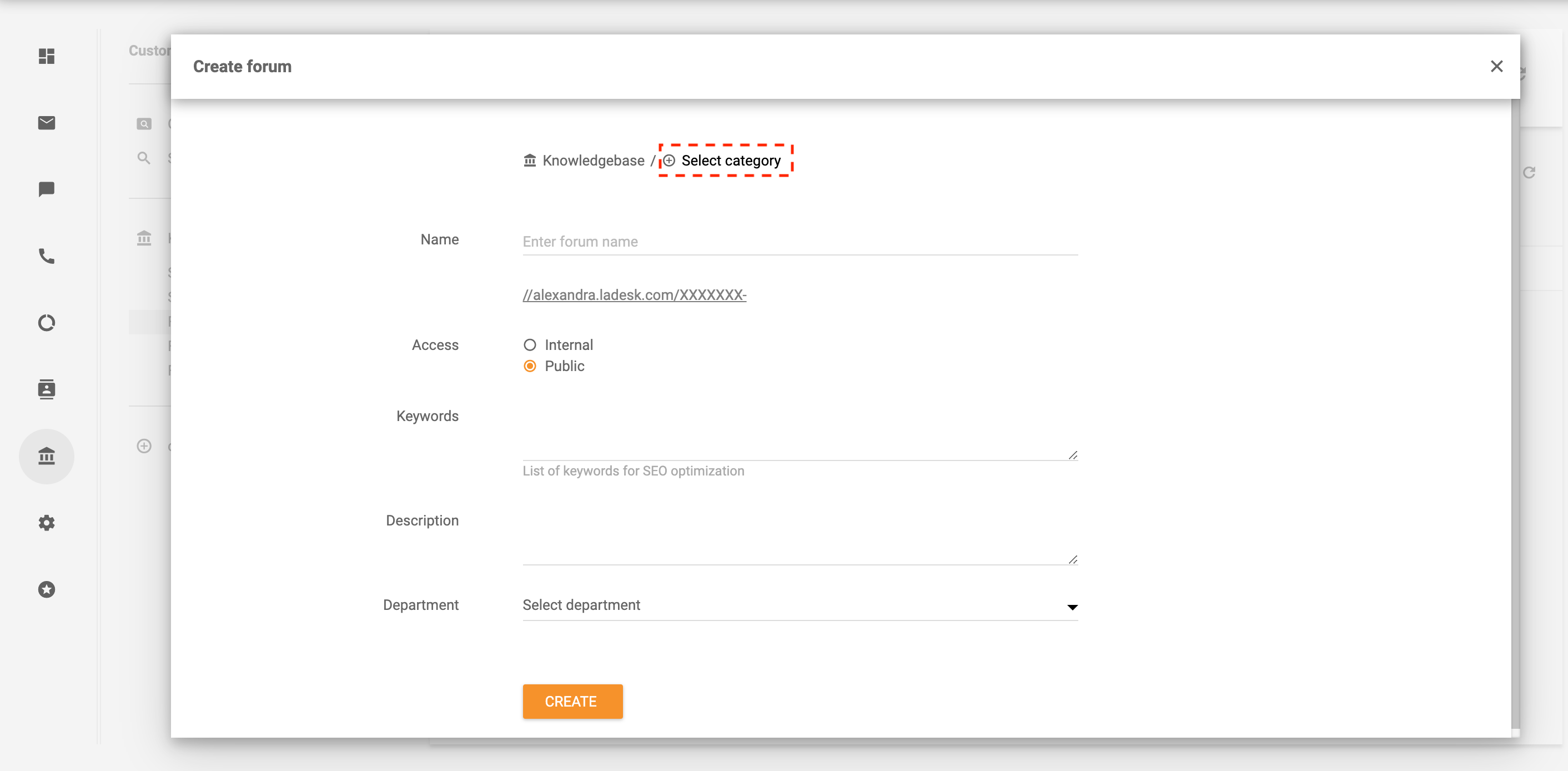 Seleziona categoria per forum clienti