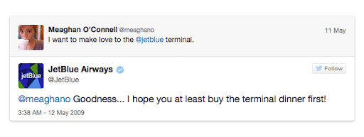 Risposta di JetBlue a un tweet del cliente su Twitter