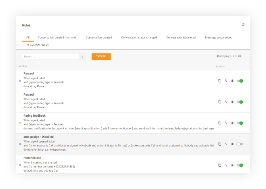 Regole di automazione di LiveAgent