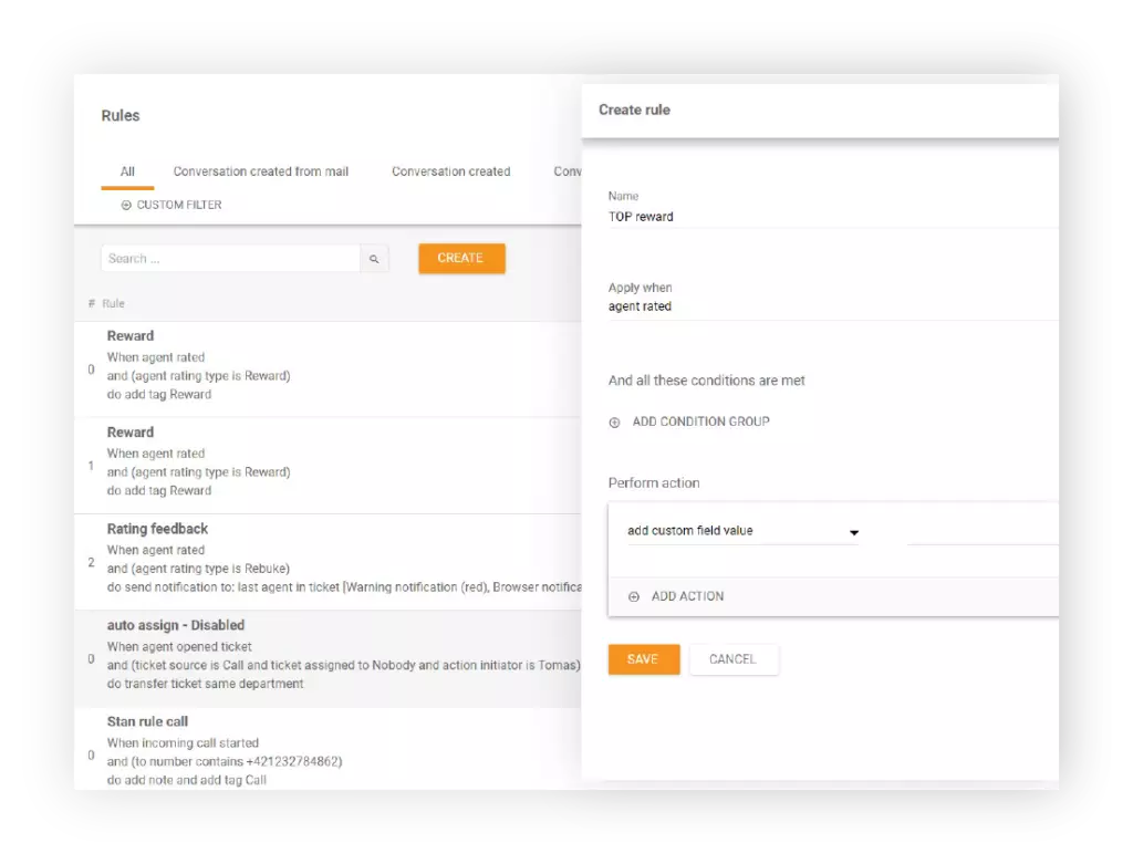 Crea regola in LiveAgent