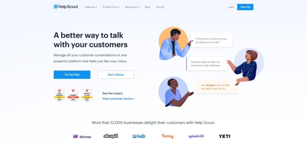 Homepage del software Help Desk Help Scout