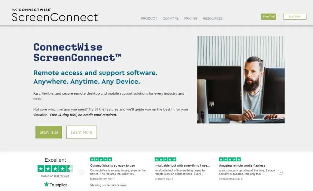 Homepage di ConnectWise Control