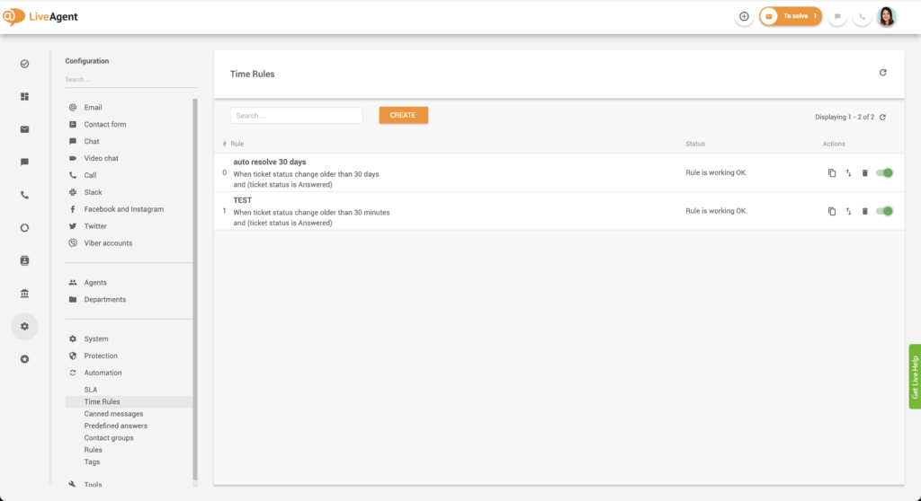 Regole di automazione disponibili in LiveAgent per semplificare le tue conversazioni email