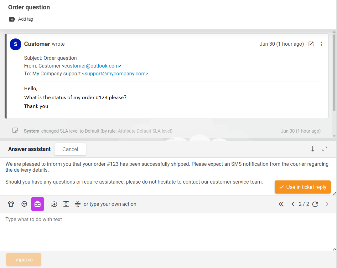 Panoramica della funzionalità LiveAgent AI Answer Assistant