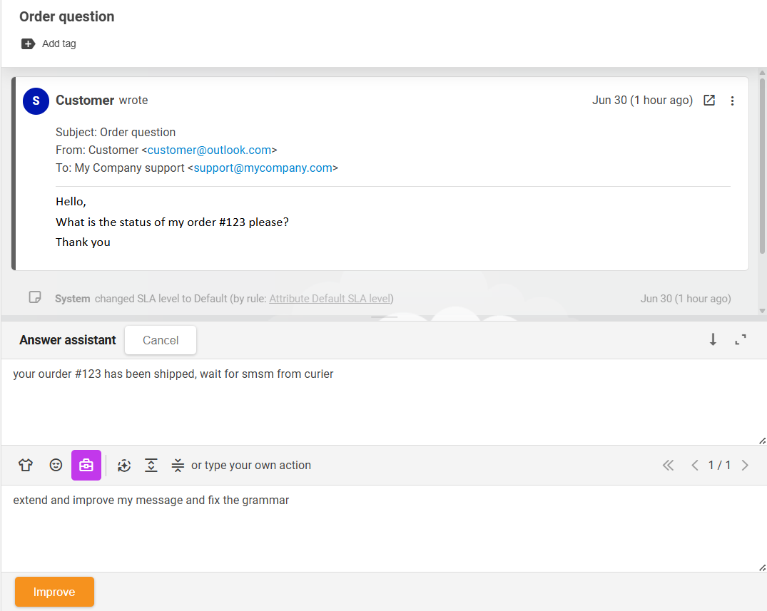 Funzionalità LiveAgent AI Answer Assistant