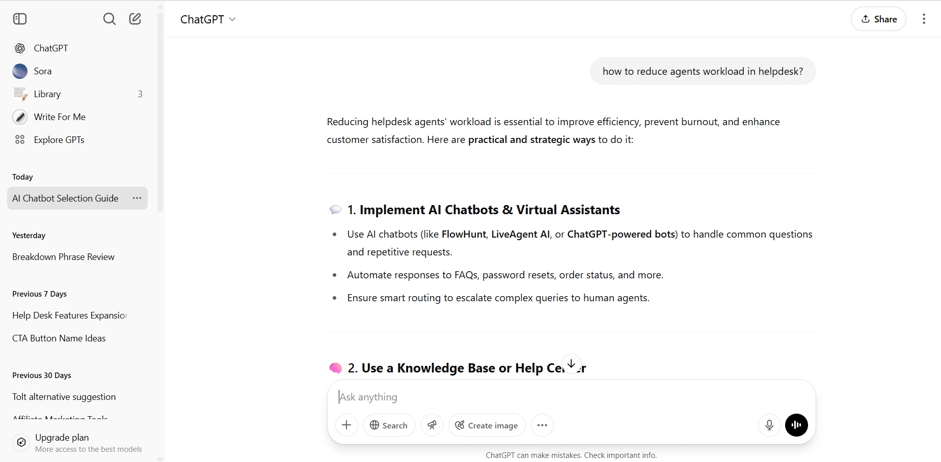 Panoramica di ChatGPT dell'interfaccia di conversazione