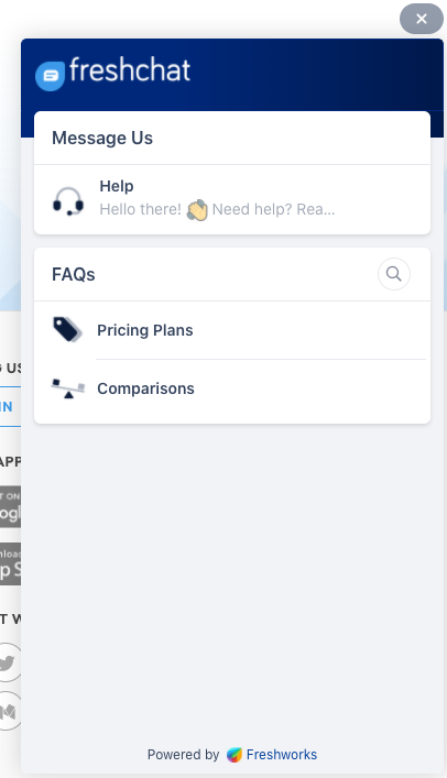 Finestra di live chat FreshChat
