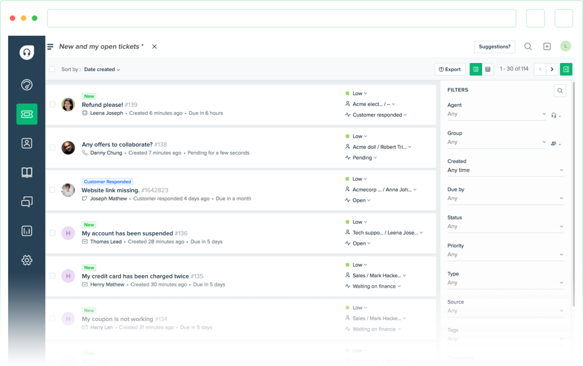 Ticket aperti di FreshDesk