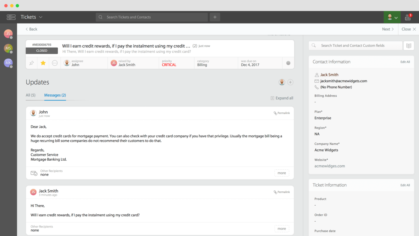 Ticket e contatti HappyFox