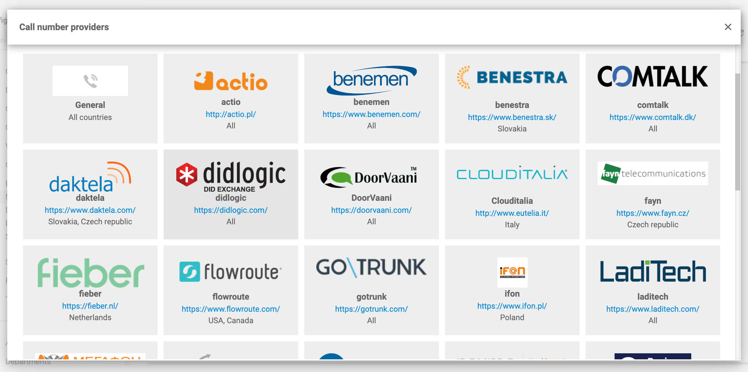 Integrazioni partner VoIP LiveAgent