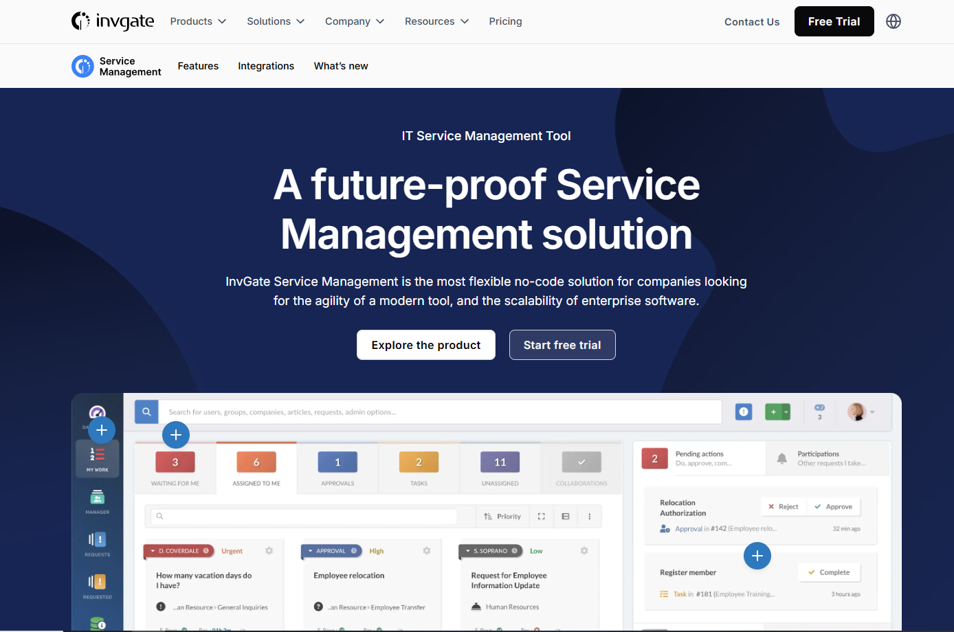 Homepage di InvGate service management