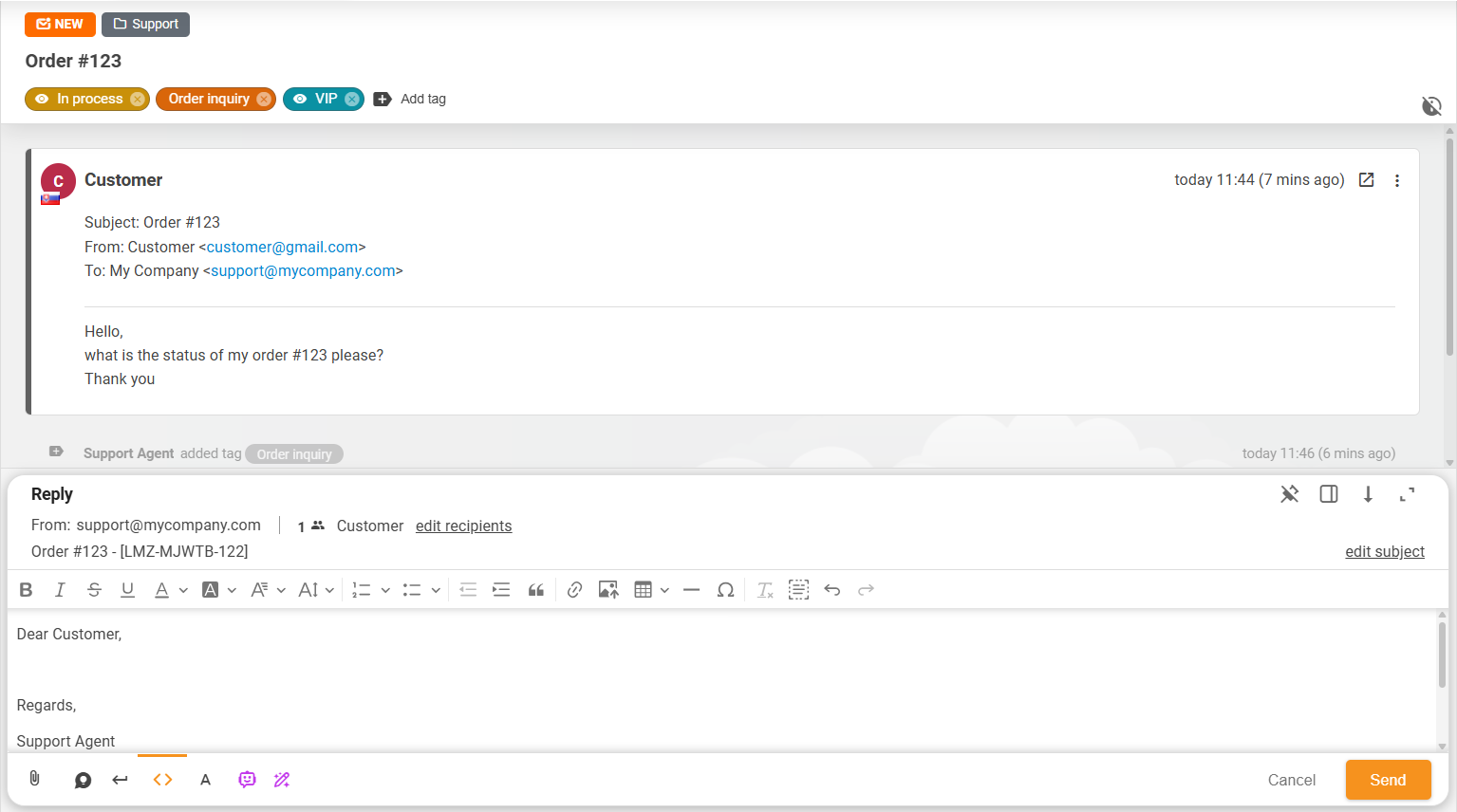 Layout dei ticket migliorato e casella azioni