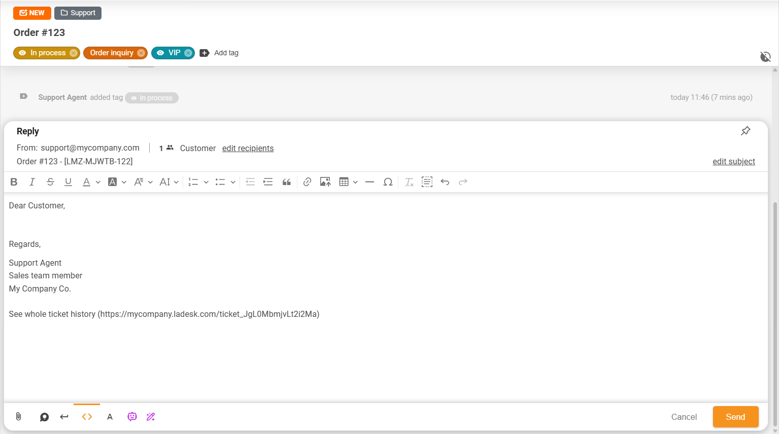 Funzione di fissaggio e stacco di LiveAgent