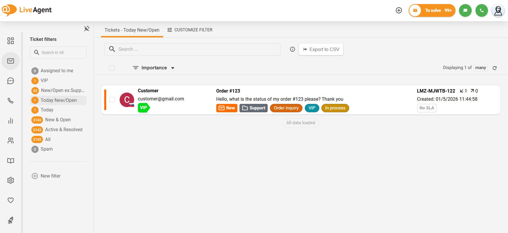 Panoramica del sottomenu comprimibile LiveAgent