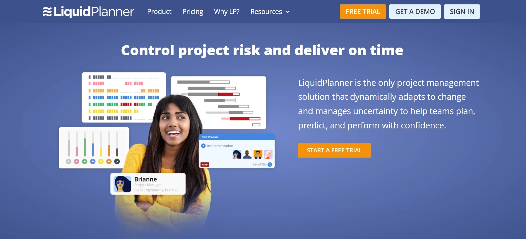 La home page di LiquidPlanner - una soluzione di gestione dei progetti che ti aiuta a controllare i progetti e consegnare tutto in tempo.