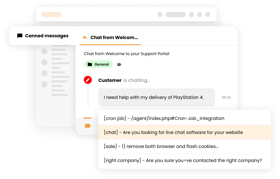 Funzione Canned messages nel software Live chat - LiveAgent