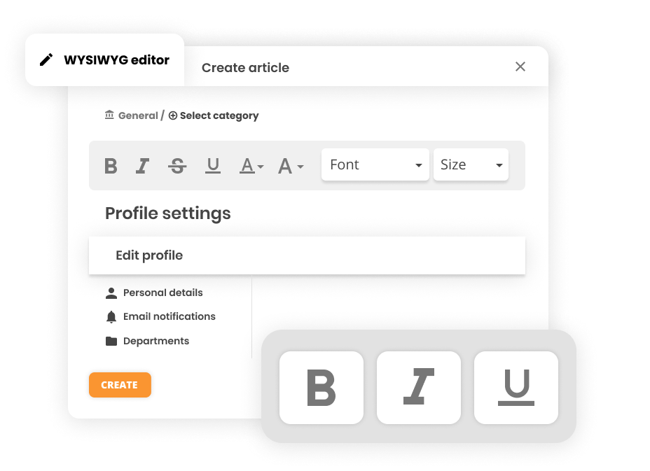 Editor WYSIWYG nel software per la base di conoscenza - LiveAgent