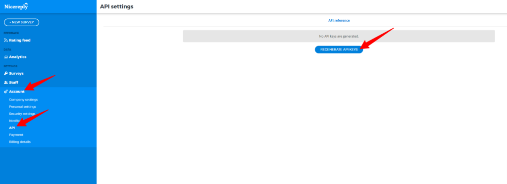 Come generare la chiave API nell'account Nicereply