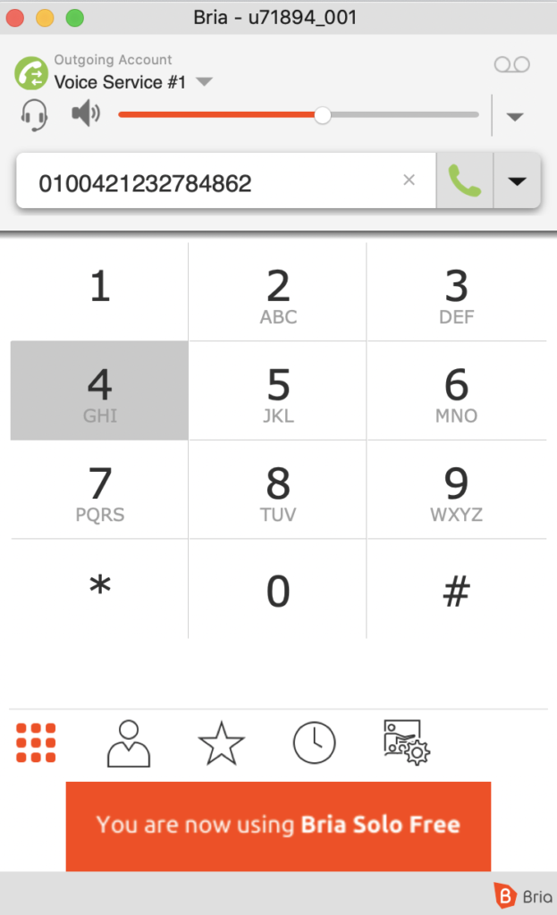 Interfaccia softphone Bria gratuita