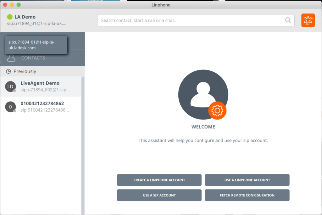 Configurazione account softphone Linphone