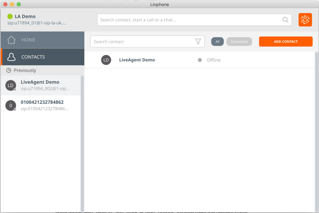 Interfaccia softphone Linphone