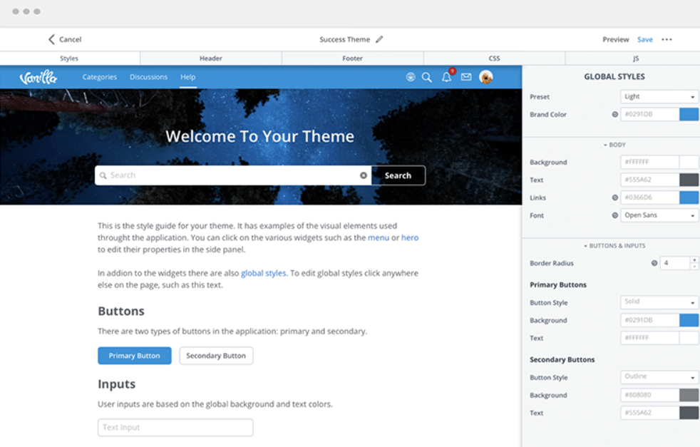 Componente aggiuntivo tema Vanilla