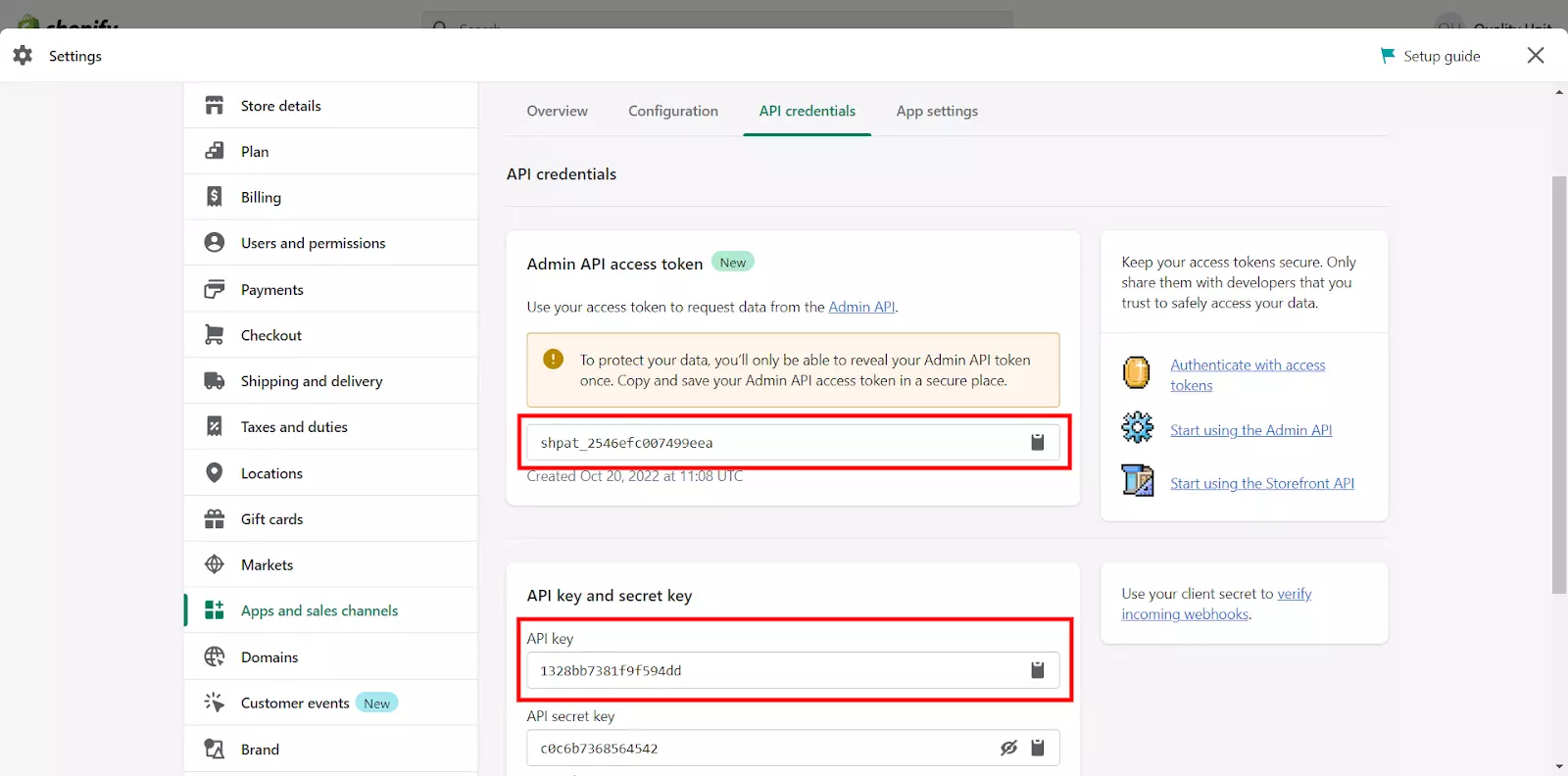Accesso al token e alla chiave API per configurare il plugin in LiveAgent