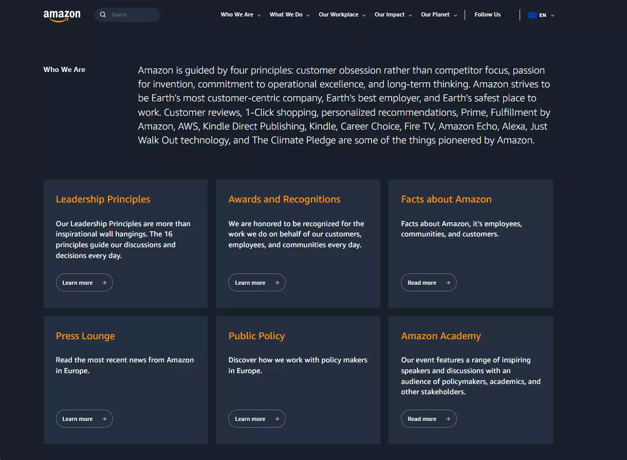 Impegno di Amazon a diventare 'l'azienda più incentrata sul cliente della Terra' e i suoi sforzi per mantenere clienti felici