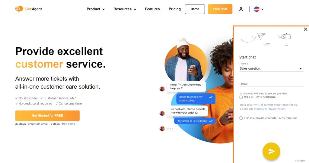 immagine della live chat di LiveAgent per un supporto clienti veloce e facile