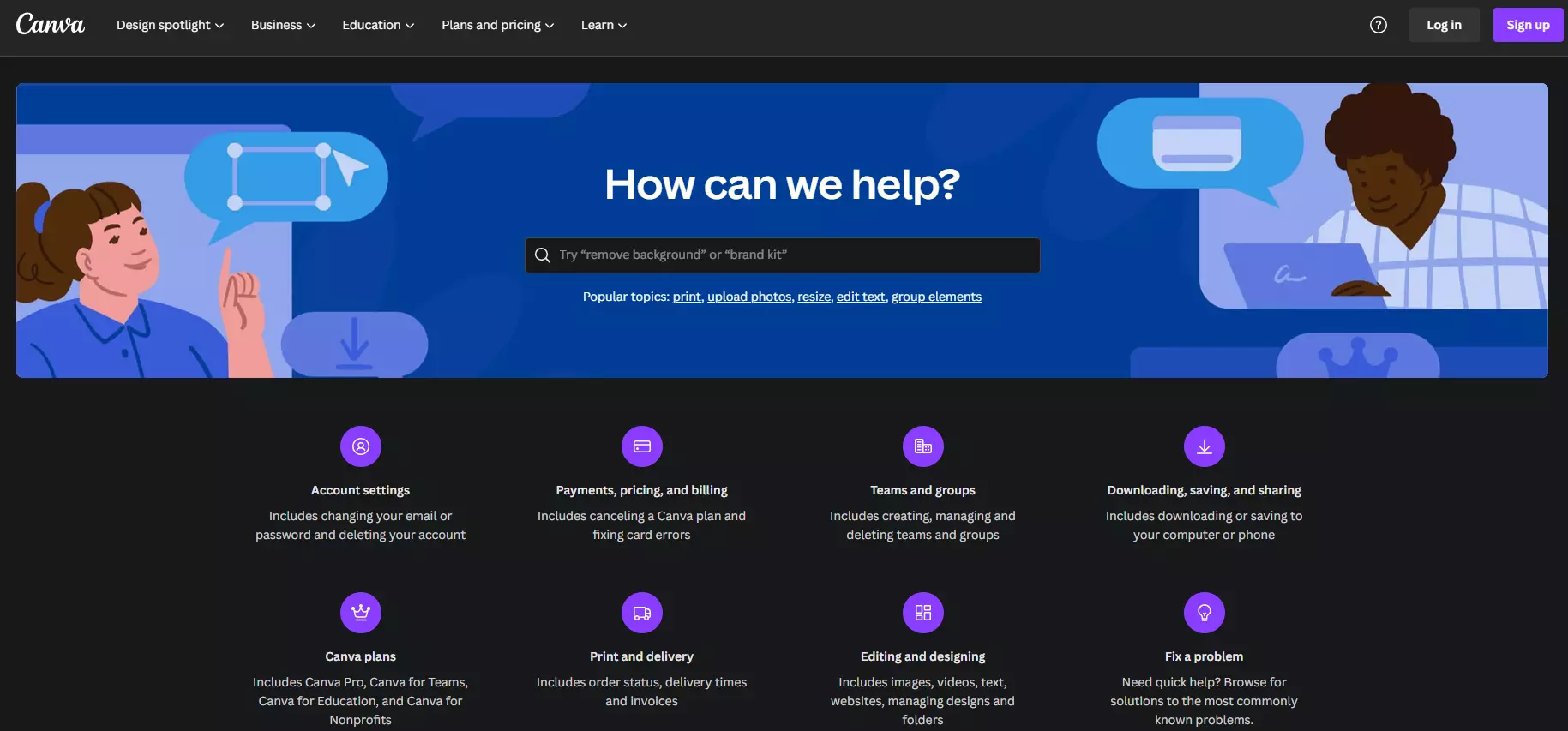 Knowledge base di Canva