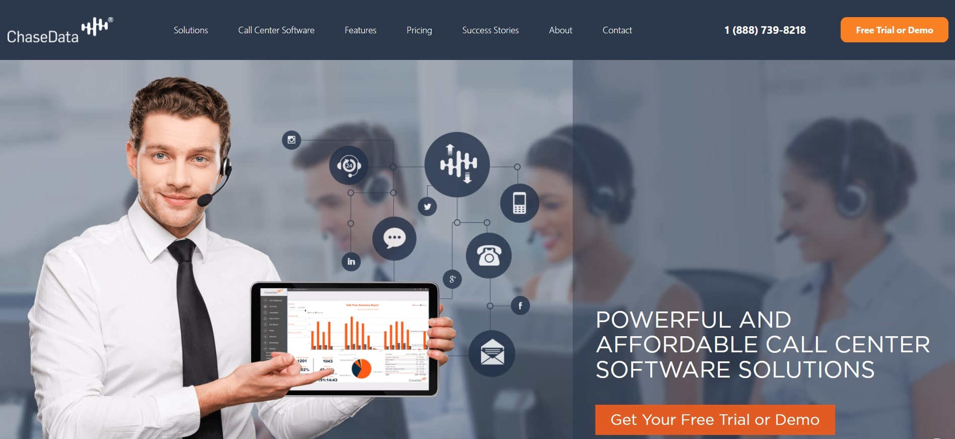 Sito web del provider VoIP ChaseData CCaaS