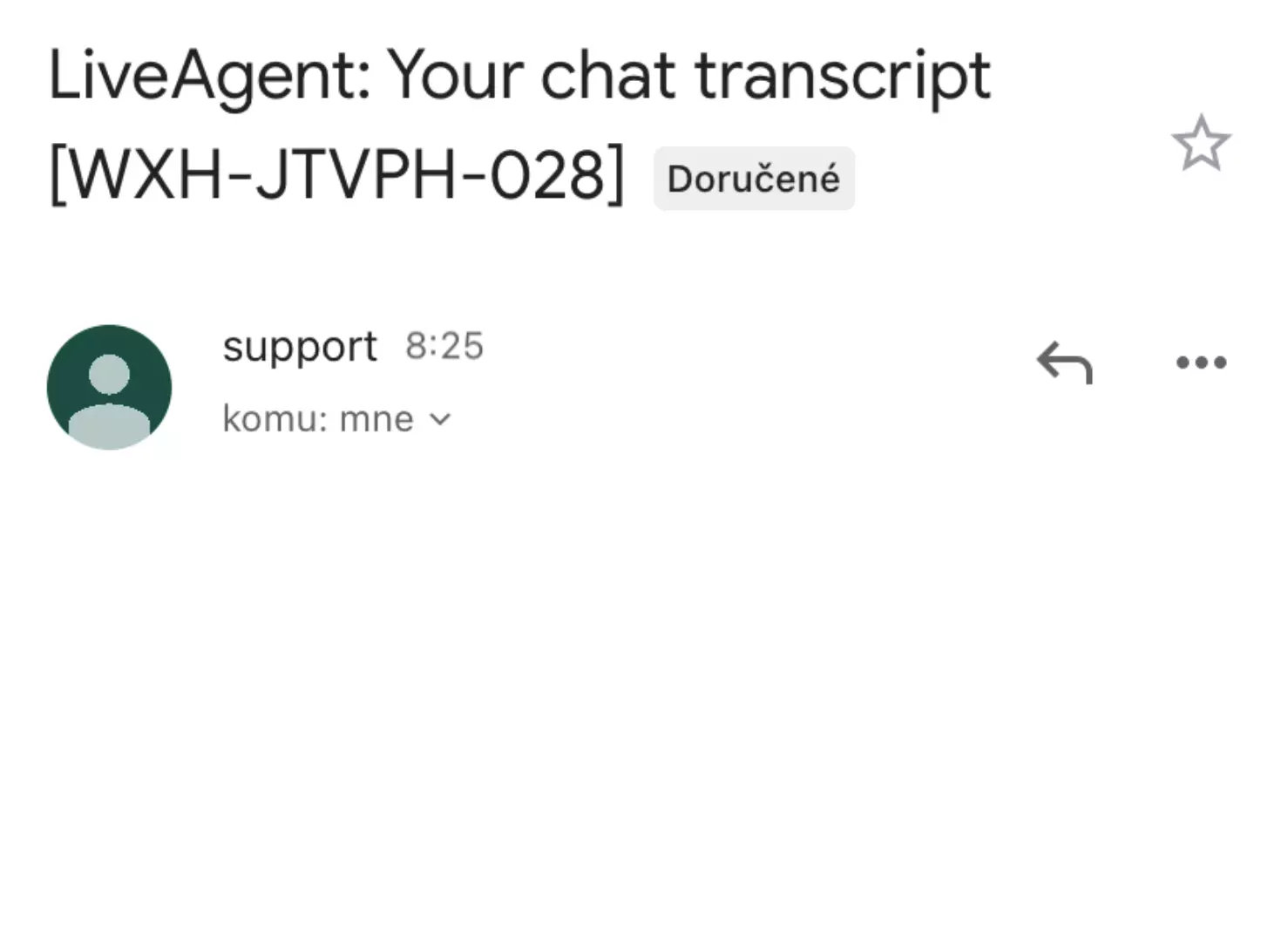 Immagine che mostra una trascrizione chat vuota a causa di un bug nelle versioni precedenti di LiveAgent
