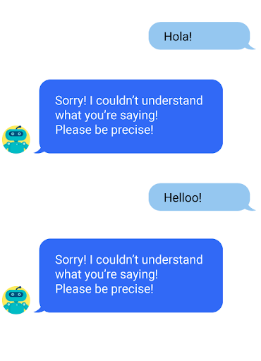 Esempio di chatbot che non comprende i saluti