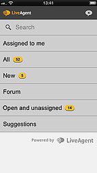 Interfaccia app iOS di LiveAgent - Gestione ticket