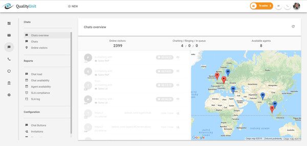 Panoramica della chat di LiveAgent con dati demografici