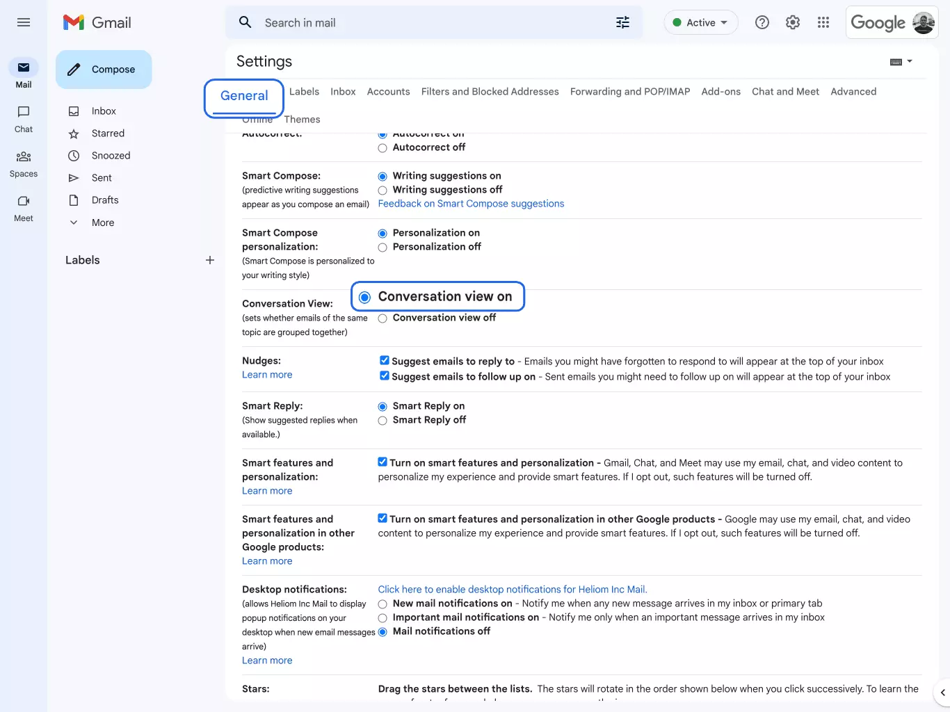 La visualizzazione conversazione in Gmail